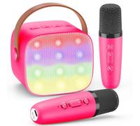 Dislocati Portátil Karaoke con 2 Microfonos Bluetooth, Regalo Juguetes Navidad Niña 3-12 Años Micrófono Karaoke Inalámbrico con DSP y Luces LED Ideal para Celebraciones Familiares y Exteriores