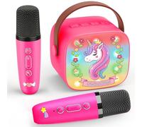 Dislocati Regalo Navidad Niña 3-12 Años, Karaoke Niña con 2 Microfono Bluetooth Karaoke Infantil Juguetes para Niñas de 3-12 Años Micrófonos Inalámbricos para Cantar Regalos Cumpleaños Microphone