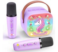 Dislocati Unicornios Regalo Navidad para Niñas 3-12 Años, Karaoke Infantil con 2 Microfonos Inalambricos Karaoke Juguetes Niña 3-12 Años Micrófono Bluetooth para Cantar Regalos de Comunion Niña