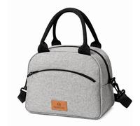 DisMa | Bolsa Térmica Porta Alimentos | Lonchera Portátil de Tela con Asas, Aislamiento térmico, Reutilizable para Comida | Lunch bag para Oficina, Escuela o Picnic | Tamaño 25,5x21,5x14 cm | (Gris)