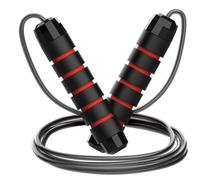 DisMa | Comba de Saltar de 2,8 Metros con Mangos de Espuma Ergonómicos | Cuerda de Saltar de Longitud Ajustable | Ideal para Fitness y Cardio | Entrenamiento por Intervalos y Crossfit (C. Rojo)