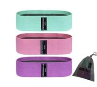 DisMa | Set de 3 Bandas Elasticas de Tela | Bandas de Resistencia Antideslizantes | (Niveles Light, Medium, Heavy) | Ejercicios para Gluteos, Cadera, Piernas, Yoga, Pilates, Fitness | (C. Turquesa)