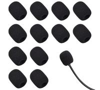 Disnace 12 Piezas Mini Parabrisas de Micrófono, Fundas de Espuma de Esponja, Espuma de Micrófono, Cubierta de Esponja Microfono Espuma Pop Protección, Micrófono Parabrisas a Prueba de Polvo, Negro