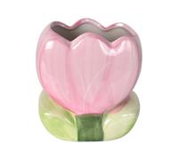 Disnace Porta Cepillo, Porta Cepillos de Tulipán, Organizador de Escritorio Cerámico, Organizador Multiusos de Cerámica con Tulipán Decorativo para Maquillaje, Escritorio y Cocina (Morado)