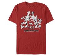 Disney 101 Dalmatians-Camiseta de Manga Corta orgánica del Grupo Dalmatian, Rojo, S Unisex Adulto
