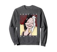 Disney 101 Dalmatians Cruella De Vil Smiling Portrait Sudadera, Unisex para adultos, Jaspeado Oscuro, S
