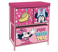 ARDITEX Estantería Infantil Disney Minnie Mouse con 3 Cajas de Tela para Libros, Juguetes, Pelotas, Ropa, Zapatos 53 x 30 x 60 cm