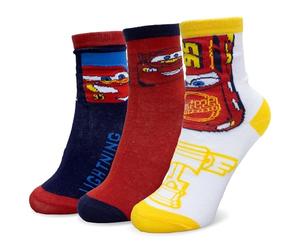 Disney 7115 - Juego de 3 pares de calcetines de algodón para niño de Cars Rayo, Multicolor2, 27-30