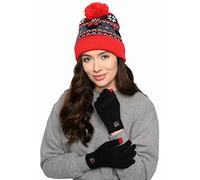 Disney Adult Knit Beanie Hat and Texting Glove Set Mickey Minnie Mouse Print