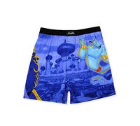 Disney Aladdin Genie Jafar Mens Briefly Stated Boxer Lounge Shorts (X-Large, Blue/Multi)