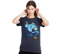 Disney Aladdin Let's Make Some Magic with The Genie Camiseta de Mujer, Azul Marino Profundo, XL