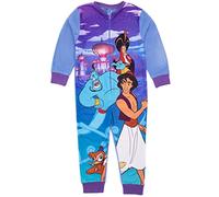 Disney Aladdin - Mono Morado para niñas | Ropa de Estar por casa de Forro Polar Todo en uno | Genio Jafar Abu | Pijama para niños PJs Pijama Ropa de Dormir | Mercancía de Regalo Acogedor