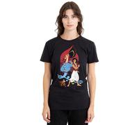 Disney Aladdin The Genie, Jafar and Abu Camiseta de Mujer, Negro, XL