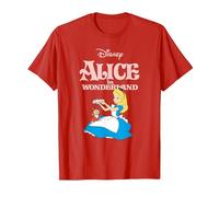 Disney Alice in Wonderland Flowers For Dinah Camiseta, Hombre, Rojo, L