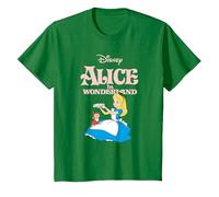 Disney Alice in Wonderland Flowers For Dinah Camiseta, Niños, Verde Kelly, 3 años