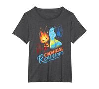 Disney and Pixar’s Elemental Chemical Reaction Ember & Wade Camiseta, Mujer Tallas Grandes, Jaspeado Oscuro, 1XL Grande