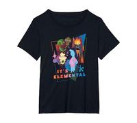 Disney and Pixar’s Elemental It’s Elemental Characters Camiseta, Mujer Tallas Grandes, Negro, 5XL Grande