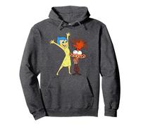 Disney and Pixar’s Inside out 2 Toony Colors Joy & Anxiety Sudadera con Capucha, Unisex para Adultos, Jaspeado Oscuro, L