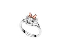 Disney Anillo Minnie Mouse en Plata de Ley 925 Ajustable con Lazo Oro Rosa y Circonitas Blancas, Anillo de Moda para Mujeres y Niñas, Caja de Regalo, Joyas Oficiales