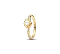 Disney Ariel 14k Gold-Plated Ring with Treated White Freshwater Cultured Pearl and Aurora Borealis Clear Cubic Zirconia