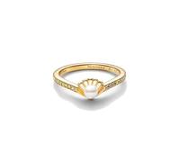 Disney Ariel 14k Gold-Plated Ring with Treated White Freshwater Cultured Pearl and Aurora Borealis Clear Cubic Zirconia