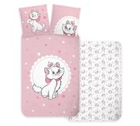 Disney Aristogatos Marie Cat - Juego de ropa de cama para cuna | Funda nórdica 100 x 135 cm + Funda de almohada 40 x 60 cm | 100 % algodón | Juego de ropa de cama suave para bebé o cama pequeña | Ropa