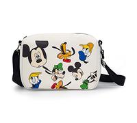 Disney Bag - Bolso cruzado, rectangular, Disney Mickey and Friends Fab Four Expressions All Over, blanco, cuero vegano, Mickey y sus amigos