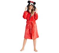 Disney Bata Mujer Invierno, Minnie Mouse Albornoz Mujer, Bata de Casa Mujer Forro Polar, Batas de Casa Mujer Invierno Capucha, Regalos para Mujer Adolescente (Rojo, L)