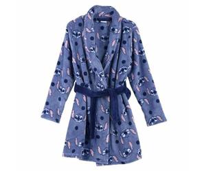Disney Batín Infantil de Stitch - Color Azul - Talla 5 Años - Bata Larga Fabricada con Poliéster Coral Fleece 100% - Incluye Cinturón para Atar - Producto Original Diseñado en España