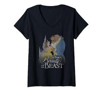 Disney Beauty and the Beast Belle Beast Castle Camiseta Cuello V
