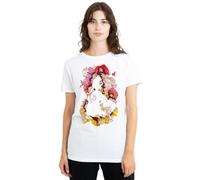 Disney Beauty and The Beast Belle Flower Silhouette Camiseta de Mujer, Blanco, L