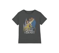 Disney Beauty and The Belle Beast Castle Girls T Shirt Camiseta, Gris Oscuro, 5-6 años para Niñas