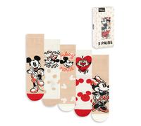 Disney Beige Minnie Mouse Juego de 5 calcetines de pantorrilla Mujeres