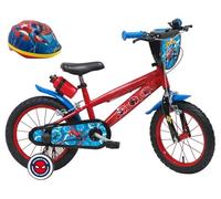 Disney - Bicicleta Infantil de 14 Pulgadas, con 2 Frenos, neumáticos inflables, Placa Delantera Decorativa y Lata Trasera + Casco Spiderman Incluido
