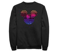 Disney Big & Tall Classic Roadster Palm Mickey Mens Pullover Crew Fleece, Black