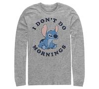 Disney Big & Tall Men's Lilo & Stitch Stitch Mornings Tops Long Sleeve Tee Shirt, Athletic Heather, 4X-Large Tall