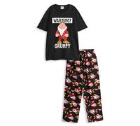 Disney Blancanieves y los Siete enanitos gruñones Camiseta gráfica Negra para Hombre | Camisa de Manga Corta con Dibujos Animados con el Mensaje 'Warning! Impresión gruñón Top de Dormir
