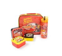 Disney Bolsa de almuerzo roja Cars para niños | Botella Flash McQueen y 3 cajas de merienda | Bolsa de almuerzo escolar con cremallera con asa de transporte | Derivados