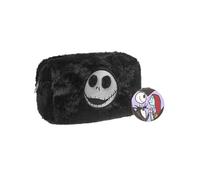 Disney Bolsa de Maquillaje y Espejo Pesadilla Antes de Navidad | Neceser Negro para Mujer con Personajes de Jack y Sally | Estuche de Belleza de Viaje y Espejo de Bolsillo para Adultos y Adolescentes