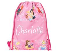 Disney Bolsa de polietileno personalizada con cordón para niños, bolsa escolar para niños, regalo personalizado para niñas, bolsa de natación para niñas, color morado (rosa), rosa, Taille unique