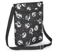 Disney Bolsos cruzados para mujer, regalo de Pesadilla antes de Navidad, película Jack Skellington, bolsa pequeña vegana, bolsa de viaje, pasaporte de Halloween diario, adultos y adolescentes, Negro -