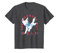 Disney Bolt The Goodest Boy Two Thousand Eight Camiseta, Niños, Jaspeado Oscuro, 4 años