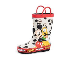 Disney Botas de agua Mickey Mouse para niño | Botas de agua para niños con estampado de personajes de Mickey y Plutón en Beige | Botas de goma resistentes al agua para niños