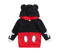 Disney Boy's Mickey Mouse Zip Up Fashion Jacket, Hooded with Ears, Red, Size 3T
