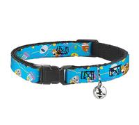 Disney Breakaway - Collar de Gato con Campana, Clip de plástico, fácil de Ajustar, colección Pixar Holiday Collection, Personajes de Huevos de Pascua dispersos, Azul, 8.5 a 12 Pulgadas, 0.5 Pulgadas