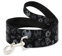 Disney Buckle-Down - Correa para Mascotas, NBC Jack, Expresiones dispersas, desgastadas, 6 pies de Largo, 1/2 Pulgada de Ancho