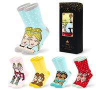 Disney Calcetines Altos talla 35-41, Conjunto Calcetines Divertidos para Mujer Adolescente, Pack de 5 Pares (35-41 EU, Multi Princes)