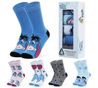 Disney Calcetines Altos talla 35-41, Conjunto Calcetines Divertidos para Mujer Adolescente, Pack de 5 Pares (35/41 EU, Azul Eeyore)