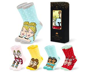 Disney Calcetines Altos talla 35-41, Conjunto Calcetines Divertidos para Mujer Adolescente, Pack de 5 Pares (35/41 EU, Multi Princes)