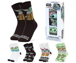 Disney Calcetines Altos talla 35-41, Conjunto Calcetines Divertidos para Mujer Adolescente, Pack de 5 Pares (35/41 EU, Verde Baby Yoda)
